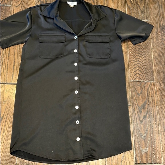 Entro Black Satin shirt dress size small - Picture 3 of 6